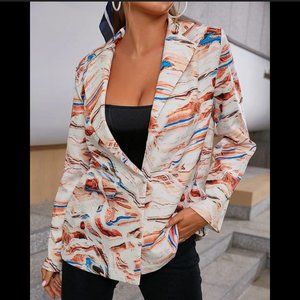 Marble Print Blazer Jacket – Plus Size